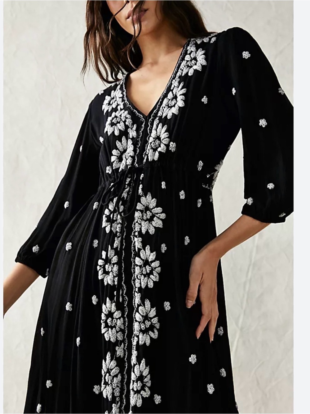 Free people Embroidered Fable Midi Dress size small
